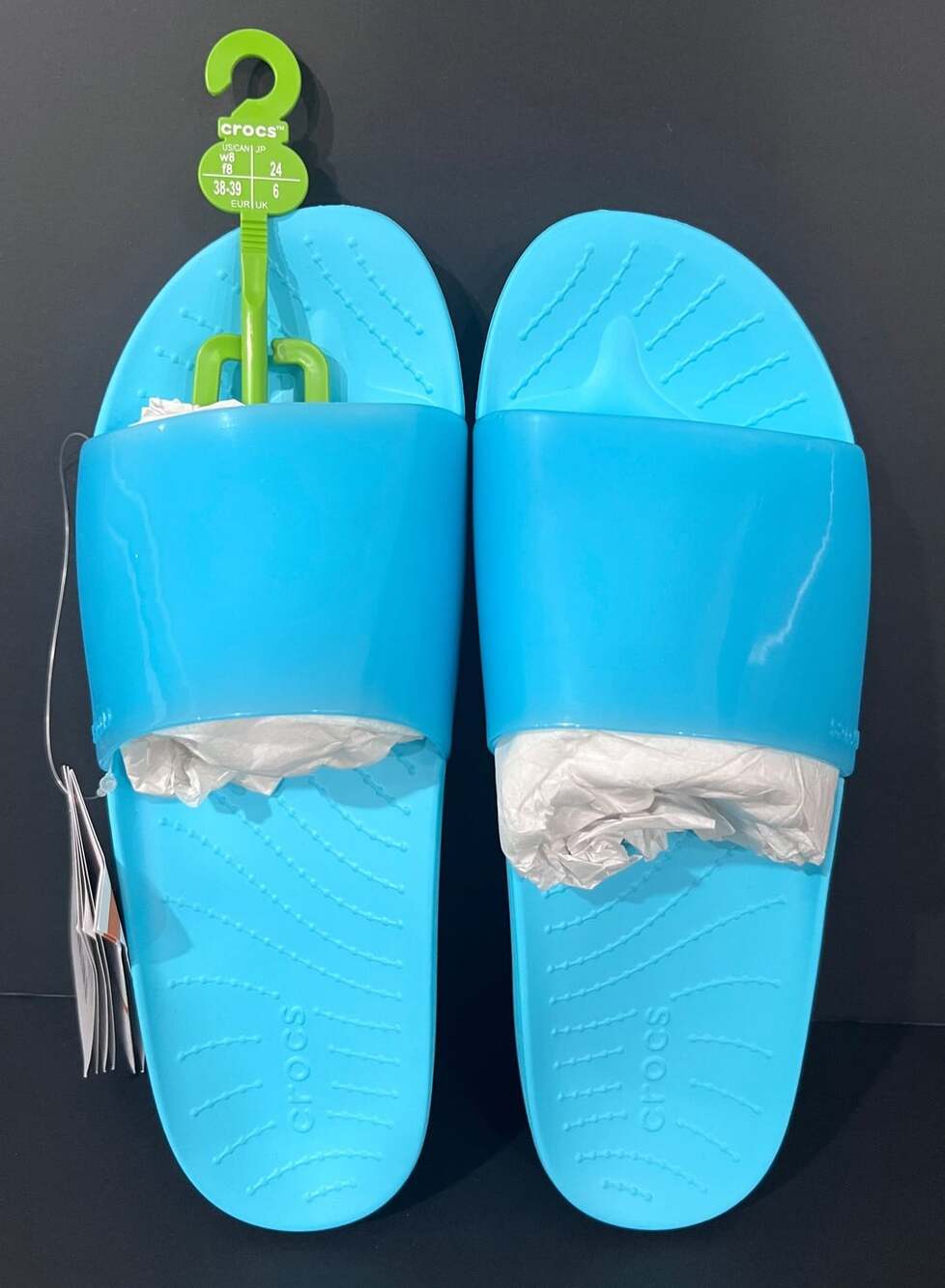 Crocs Splash Glossy Slide Size 8 Blue